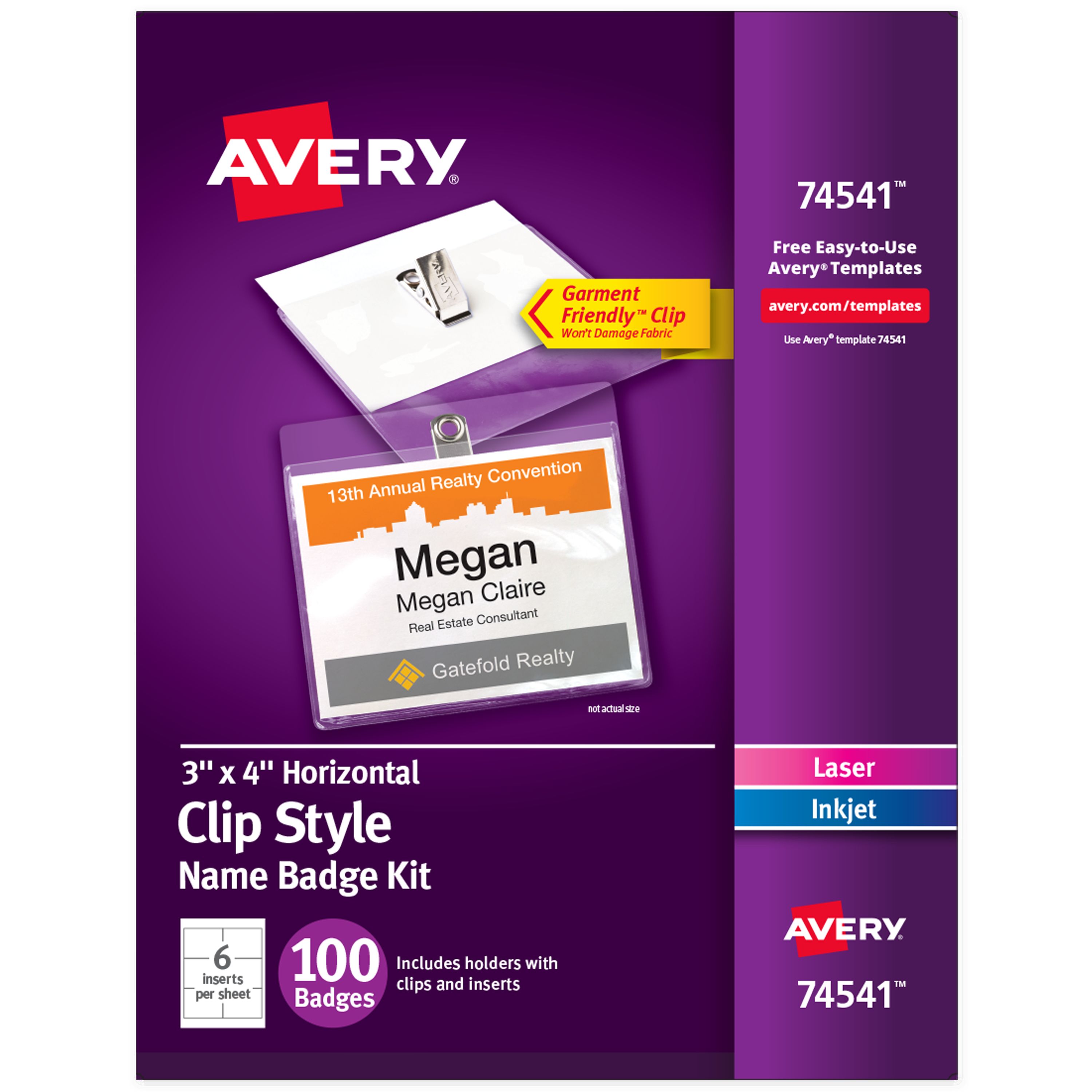 Clip style name badges 3 x 4 74541 avery avery
